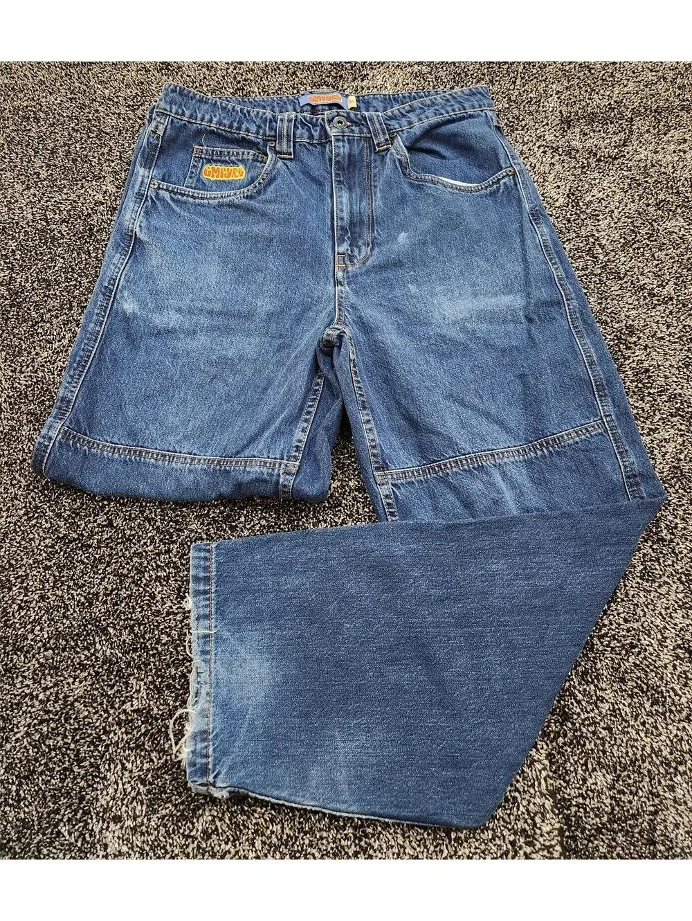 Empyre Relaxed Wide Jeans Men's 32 Blue Denim Baggy Y2K Double Knee Loose Skater